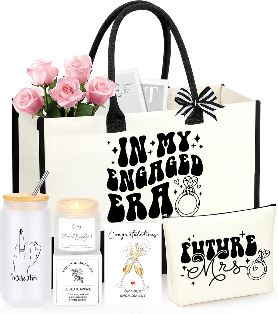 Engagement Gifts for Women Couples, Cool Gifts for Newly Engaged Couples Fiancee Future Mrs Bride to Be Bridal Shower Gift Engagement Gift for Her Women Glass Cup