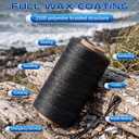 6000FT Total Black Waxed Twine 4 x 1500FT Rolls, 160LBS Waterproof Nylon Cord, 210D Polyester Braided Waxed String for DIY Crafts, Gardening, Leather Sewing, Cable Securing