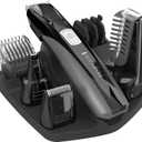 Remington Head to Toe Advanced Rechargeable Powered Body Groomer Kit, Beard Trimmer (10 Pieces), 6.3 Inch, Black