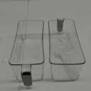 4 Pack Clear Ice Bins for Freezer, Plastic Ice Bucket with Flexible Scoop & Ice Tong, Pull Out Handle Ice Container, Kitchen Food Storage Organizer, Pantry Canister for Wine Beverage Fruit