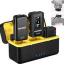 NEEWER CM28 (1 RX + 2 TX + Charging Case), Wireless Lavalier Microphone, Smart Noise Cancelling, 48KHz/16Bit 9 Hrs Uncompressed Recording, 656ft/200m Range, Lav Mic for iPhone, Android, Camera