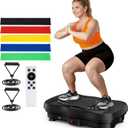 Vibration Plate Exercise Machine, 130 Speeds Home Fitness Vibrating Plate for Lymphatic Drainage Weight Loss, 450 Lbs Capacity Full Body Workout Platform with Resistance Bands Bluetooth for Women Men (Large)