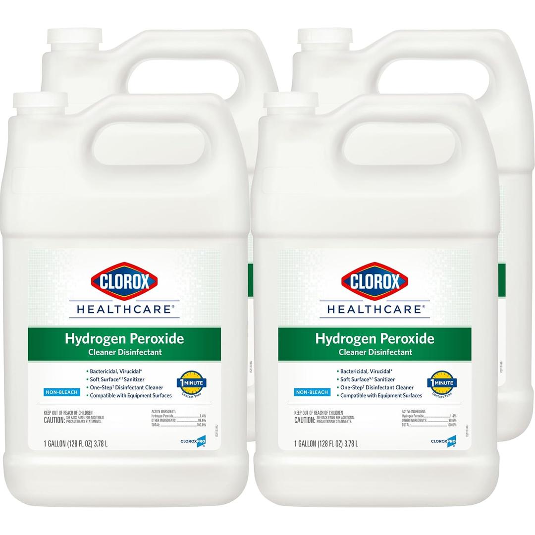 Clorox Healthcare Hydrogen Peroxide Cleaner Disinfectant Refill, Bleach Free, 128 Fluid Ounces, Pack of 4