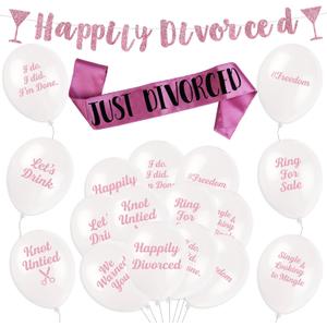 Divorce Party Decorations for Women & Men - Pink Happily Divorced Favors Finally Divorced Party Gifts for Women | Breakup Kit Sash Divorcee Newly Single Gift Decor Bye Felicia Set Decoration Woman