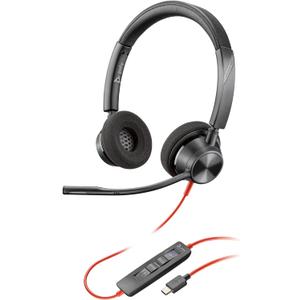 Poly Blackwire 3320 Wired Headset (Plantronics) Flexible Microphone Boom Hi-fi Stereo - Connect to PC/Mac via USB-C or USB-A - Certified for Microsoft Teams
