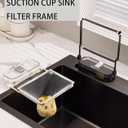 Suction Cup Foldable Metal & Plastic Sink Strainer - 50 Detachable Mesh Bags, Edge-Mounted Kitchen Drain Filter with Collapsible Basket, Anti-Slip Food Waste Catcher for Sink (black)