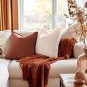 ZWJD Rust Throw Pillow Covers 18x18 Set of 2 Chenille Fall Pillow Covers with Elegant Design Soft and Luxurious Decorative Throw Pillows for Couch, Bed, and Home Decor