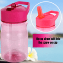 A1 UNLIMITED Small Plastic Water Bottles with Flip-Up Straws, Assorted Colors BPA Free with Carry Handle Lightweight Perfect for Beach Pool Hiking Exercising Travel Camps Indoor Outdoor Reusable, 15oz