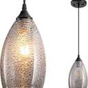 Glass Shade Battery Operated Pendent LightNot Hardwired Remote Control Pendent LightBattery-Powered Chandelier with Dimmable Bulb