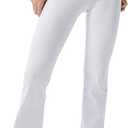 Bootcut Yoga Pants for Women with Hidden Pockets High Waist Workout Pants Tummy Control Dress Bootleg Work Pants (XX-Large, White)