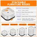 shouwuhho 32 Pack Furniture Risers Adjustable Bed Risers Heavy Duty Lifts Height 1", Square Stackable Bed Risers 1, 2 or 3 Inch for Desk Leg Table Couch Sofa Chair Bed Frame Legs Dorm, White