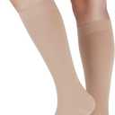 LIN PERFORMANCE Compression Socks for Women and Men Knee High Open Toe Medical Compression Stockings Varicose Vein Swollen legs Travel, M