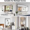 Koonmi Bathroom Mirror, 30X55 Inch Black Metal Framed Mirror for Bathroom, Tempered Glass, Anti-Rust, Rounded Rectangle Mirror for Restroom, Bedroom, Black