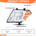 Headlights Assembly Compatible with 2009-2021 Nissan Frontier Head Lamps Driver and Passenger Side, Chrome Housing Amber