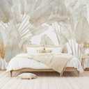 WFBHUA-Beige Banana Leaf Wallpaper Peel and Stick Tropical Self-Adhesive Wall Mural for Living Room Bedroom 157x108