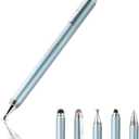 Capacitive Stylus Pen, 4-in-1 High Sensitivity and Precision Touch Screen Stylus Clear Disc Tip,Black Rubber Tip &Mesh Fiber Tip Compatible with Universal Touch Screen Device (Ice Blue)