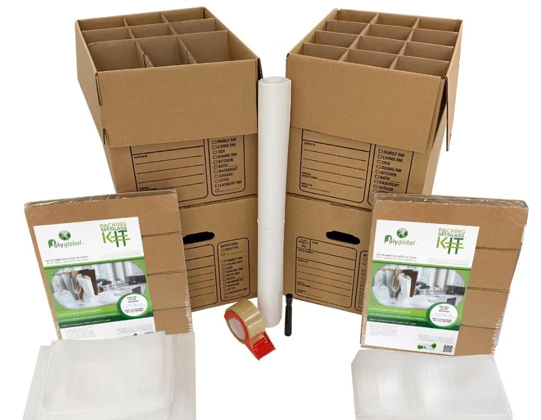 UBMOVE Kitchen Moving Boxes & Supplies Kit #1- (4) Boxes with Dish/Glass Inserts