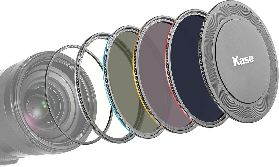 Kase Wolverine Revolution 82mm Pro ND Filter Kit Magnetic Shockproof Tempered Optical Glass w Color Coded Rings inc CPL ND8 ND64 ND1000 Lens Cap & Case