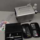 InoKraft Airbrush Kit with Air Compressor- 1/6 HP Quiet Air Compressor, Gravity Airbrush with 3 Tips 0.2, 0.3 & 0.5 mm- Hose, Holder, How-To Guide- Airbrush Paint Set for Model Painting gift 4 Colors