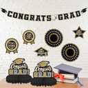 Black and Gold Themed 2026 Graduation Decorations Set - Congrats Grad Banner, Class of 2026 Backdrop, Balloons & Streamers Kit - Graduation Party Supplies for High School & College Celebrations