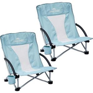 ABSCONDO Low Beach Chair for Camping, Picnic, Sporting, Lightweight Camping Chair for Adults, Folding Beach Chair with Cup Holder & Carry Bag(2pcs)