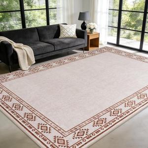 Large Geometric Area Rugs for Living Room Bedroom 9x12 Cream Rug