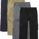 The Children's Place Pull on Cargo Pants,multipacks (8, Black/Flax/Gray/New Navy 4-pack)