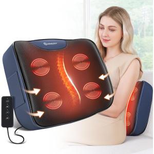 Lumbar Support Pillow for Office Chair, Heated Back Support Pillows with Vibration, Memory Foam Chair Back Massager for Pain Relief, Back Massage Pillow for Home Car Desk Sofa, Gifts for Women Man