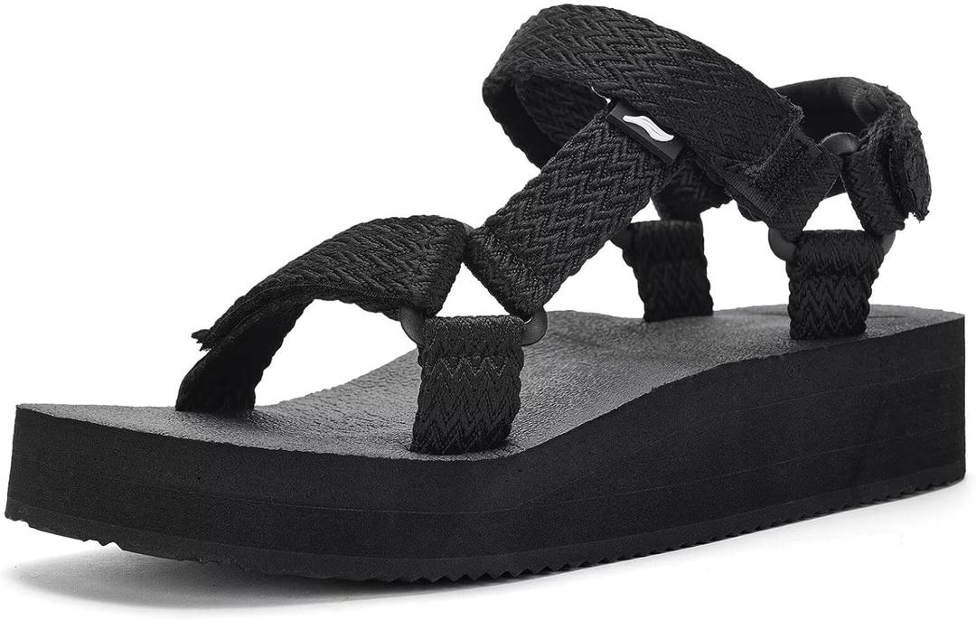 Women's Platform Sandals Casual Adjustable Shoes with Arch Support Yoga Mat Insole Light Weight Flatform Sandals,size 11