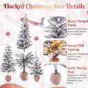 Cinnvoice 3 Pack Pre-lit Christmas Trees with Lights,Fully Flocked Snow