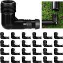 25 Pack Riser Fitting, 1/2" Male Pipe Thread x 1/2" Barb, 90 Degree Garden Hose Elbow, Drip Line Connectors for Drip Sprinkler Garden Systems (L Shape)