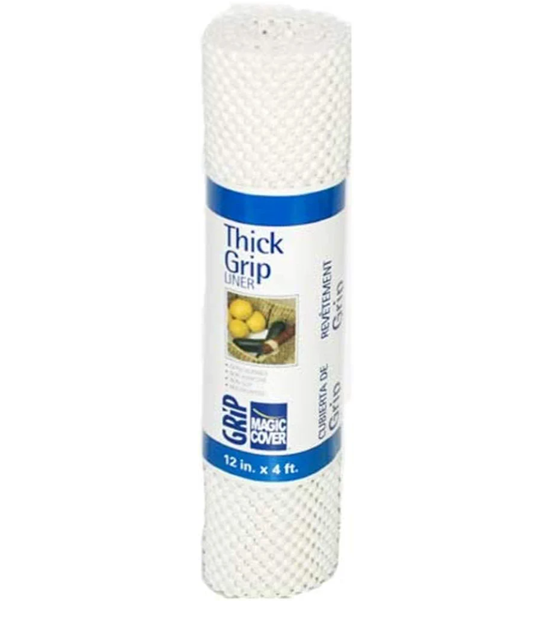 Magic Cover Thick Grip Non-Adhesive Liner for Shelves, Drawers and Counter Tops, 12 inches by 4 feet, White Pack of 6