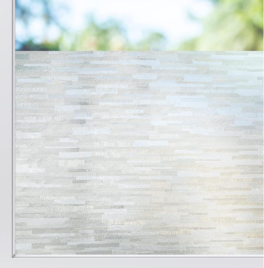 rabbitgoo Window Privacy Film, No Glue Frosted Glass Film, Static Cling UV Blocking Non Adhesive Reusable Heat Control Window Vinyl Clings for Home, Office, Frosted Silk, 35.4 x 78.7 Inches