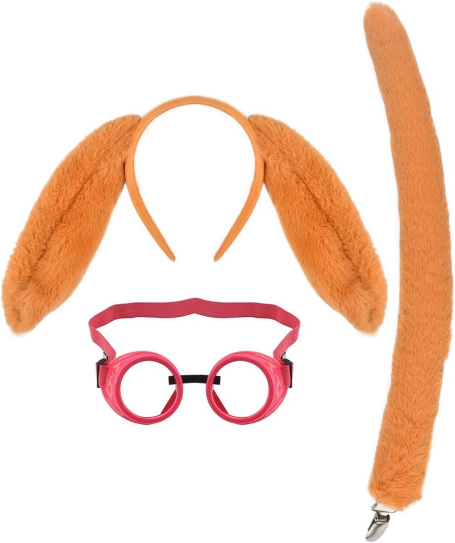 3 PCS Dog Ears and Tail with Goggles Set-Halloween Christmas Festival Theme Party Cosplay Puppy Costume Accessory for Kids and Adults