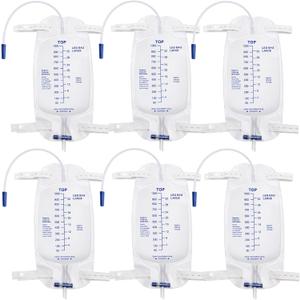 Foley Catheter Leg Bags for Men with 6 Pack, Catheter Bags 1000ml for Men, Urine Bags for Splash-Resistant Drain Design