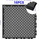 16 PCS Modular Interlocking Cushion Interlocking Floor Tiles with Hole Drainage Mat 10" x 10" Non Slip Pool Deck Mat Outdoor for Drain Deck Pool Patio Shower Kitchen Balcony (Black)