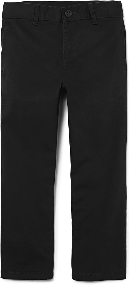 The Children's Place Boys' Stretch Relaxed Straight Chino Pants (10, Black)