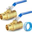1 inch NPT Brass Ball Valve-Heavy Duty Forged Brass Shut Off Valve Fitting with Female to Male NPT Thread Full Bore Port & 1/4 Turn Long Handle, for Water Oil Gas, Flow & Direction Control