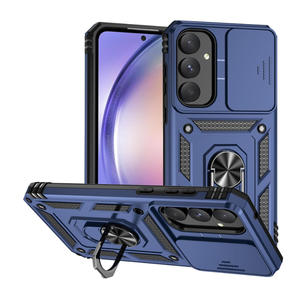 Compatible with Samsung Galaxy S24 Ultra Slide Camera Case,Compatible with Samsung Galaxy S24 Ultra 5G SM-S928 Magnetic Car Mount Ring Kickstand Shockproof and Anti-Drop 2 in 1 Phone Cover Blue