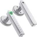 IRONZON Fingerprint Door Lock Door Knob with Keypad Keyless Entry Door Lock with Handle for Home Hotel Office Apartment Bedroom Silver