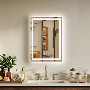 20"x28" LED Bathroom Mirror with Anti-Fog, Backlit & Front Lights, Memory