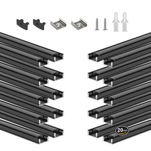 BTF-LIGHTING 20Pack 1.64FT/0.5M U Shape Black LED Aluminum Channel System with Black Cover Lens,Aluminum Extrusion Track Housing Profile Diffuse for 8/10/12mm SMD FCOB Strip Lights