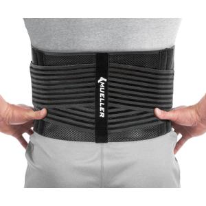 MUELLER Sports Medicine 4-in-1 Lumbar Back Brace with Hot/Cold Pack, Ideal for Upper and Lower Back Pain, Relief & Support for Men and Women, Strains, Sciatica, Scoliosis, Black, One Size