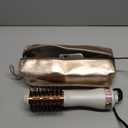 Travel Blow Dryer Brush in one, Dual Voltage 110V-240V Mini Hot Air Brush, Hair Trends Nano Titanium 2 Inch One Step Hair Dryer and Styler Volumizer Oval Shape (50 mm, White & Rose Gold)