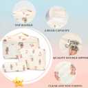 3Pcs Quilted Makeup Bag - Cotton Large Floral Makeup Bag, Travel Cosmetic Bag Cute Flower Aesthetic Floral Toiletry Organizer Bag Set for Women (02White-Bear)