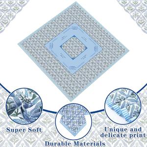Hillsuren Mahjong Tablecloth 55" x 55" Polyester Blue Block Print Floral Flower Square Instructional Design with Rules for Family Game Night Party Favor Supplies