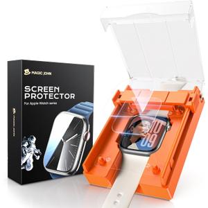MAGIC JOHN 2 Pack for Apple Watch Series 11(2025) Series 10 46MM Screen Protector, [Automatic Align Tech] Self-Healing Flexible EPU Film, HD Transparent, Anti Scratch, Bubble Free