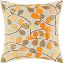 CaliTime Throw Pillow Covers Luxury Chenille Cute Leaves Decorative Cushion Case Shell for Couch Sofa Home 16 X 16 Inches Ecru Orange