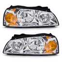 AXLAHA Headlights Assembly for 2004 2005 2006 Hyundai Elantra models only Chrome Housing Amber Reflector Replacement Driver & Passenger Side（No bulbs included）