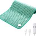 XXX-Large King Size Heating Pad for Pain Relief, 18" X 33" Fast Heating Pad with 2H Auto Shut Off, 6 Heat Settings & Machine Washable, Moist & Dry Heat Therapy for Neck Back Shoulder Relief (Green)